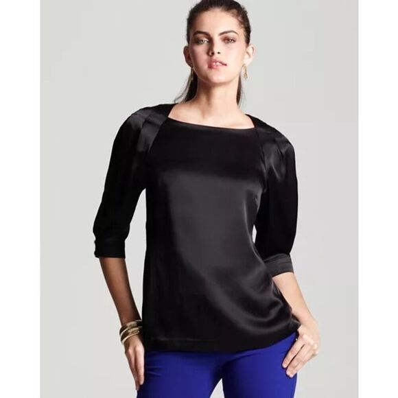 Trina Turk Silk Blouse Black size Small - Picture 1 of 11
